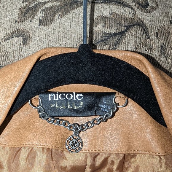 NICOLE MILLER Faux Leather Moto Jacket Size L - Picture 3 of 5